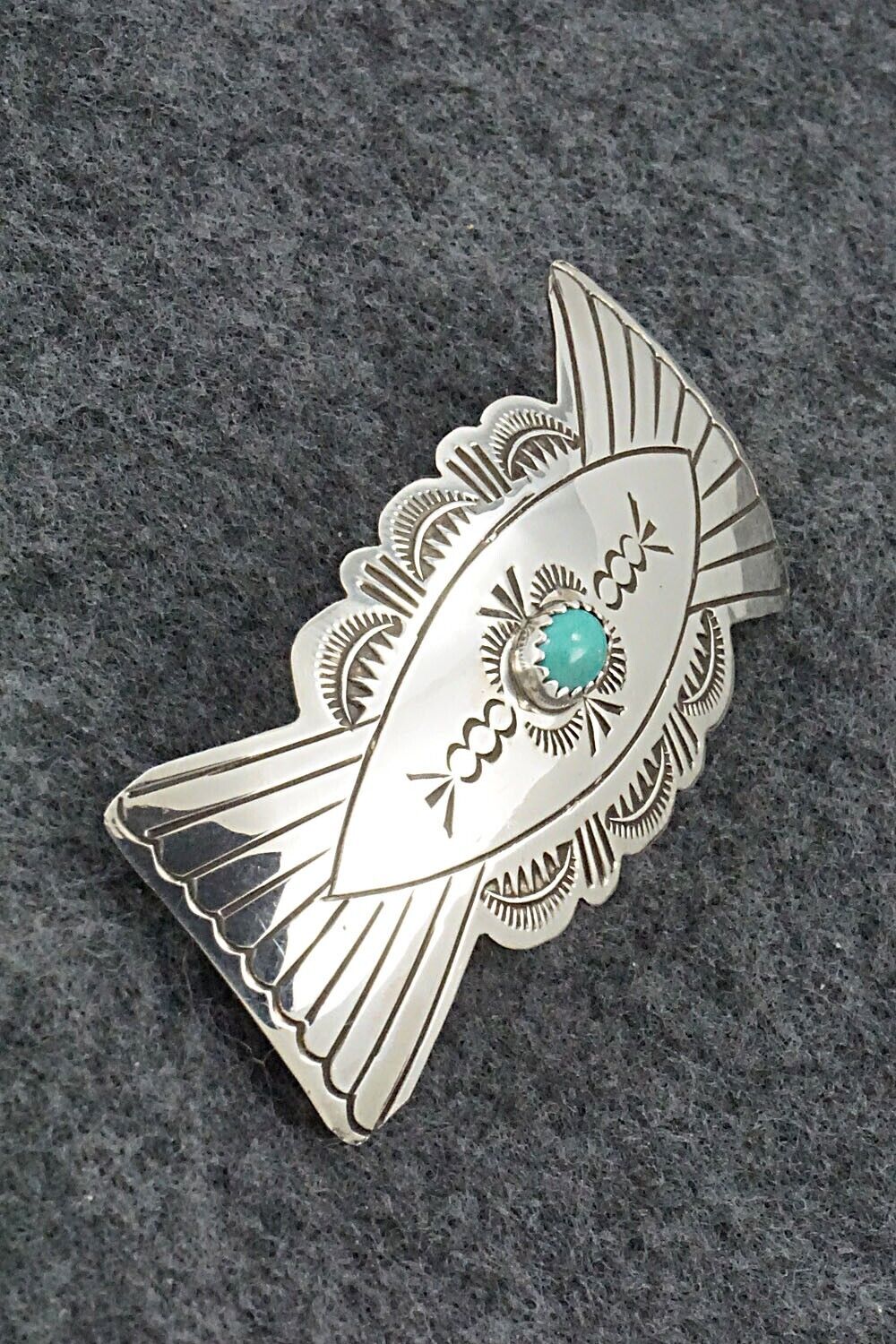 Turquoise & Sterling Silver Hair Barrette - Arlene Soce