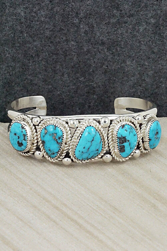 Turquoise & Sterling Silver Bracelet - Leslie Nez