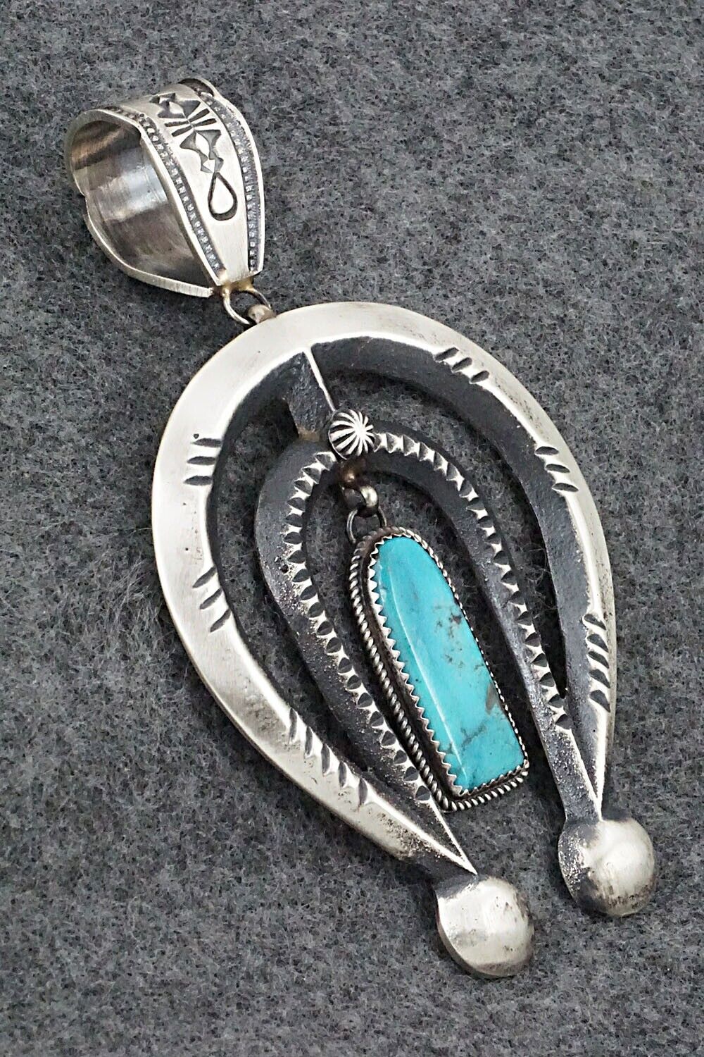 Turquoise and Sterling Silver Pendant - Martha Cayatineto