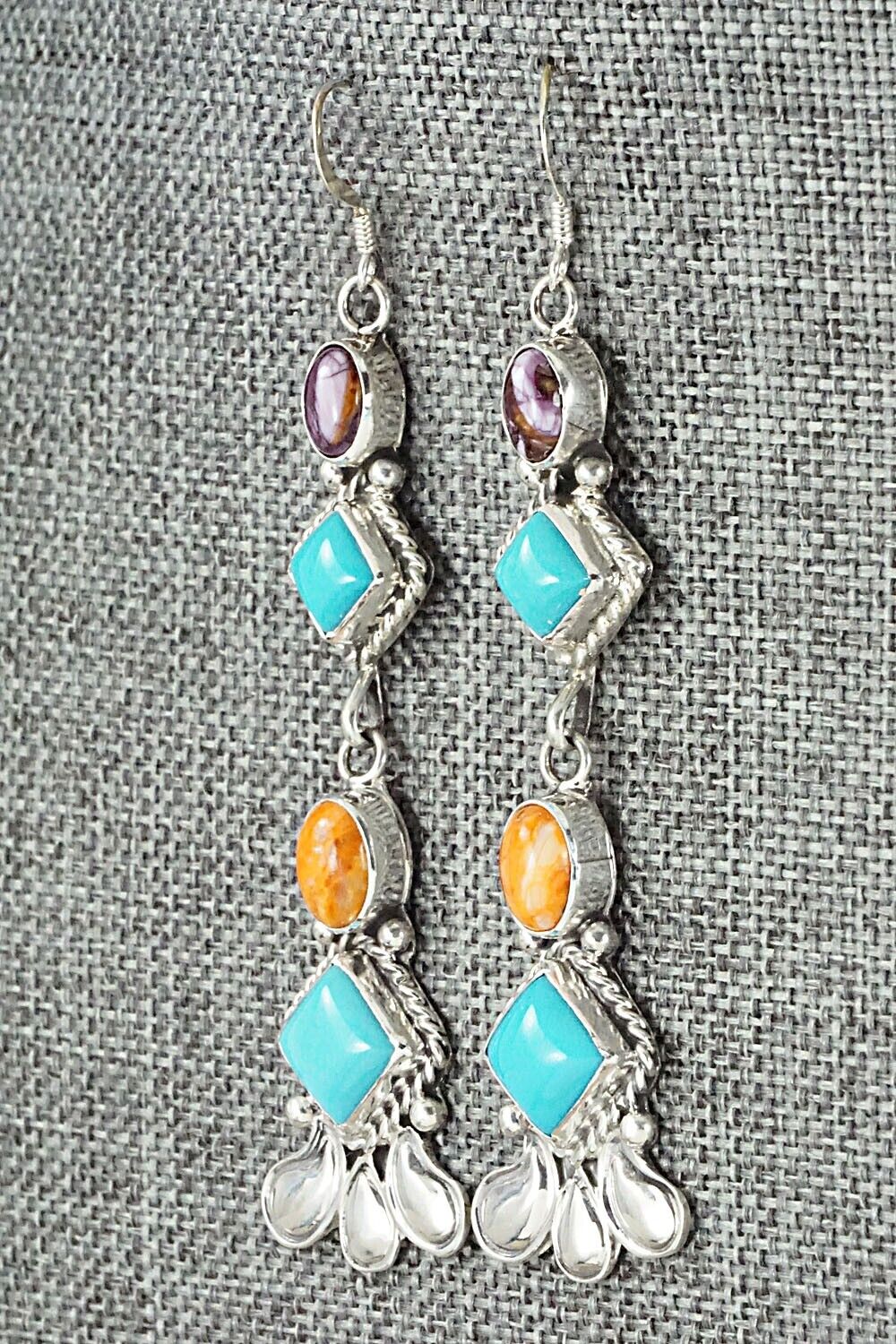 Turquoise, Spiny Oyster & Sterling Silver Earrings - Sharon McCarthy