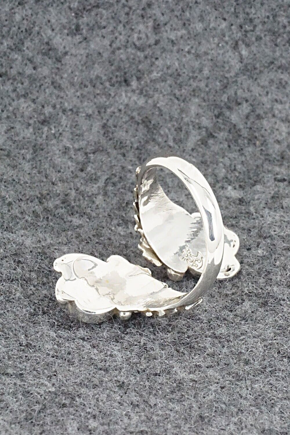 Coral and Sterling Silver Ring - Etta Belin - Size 7