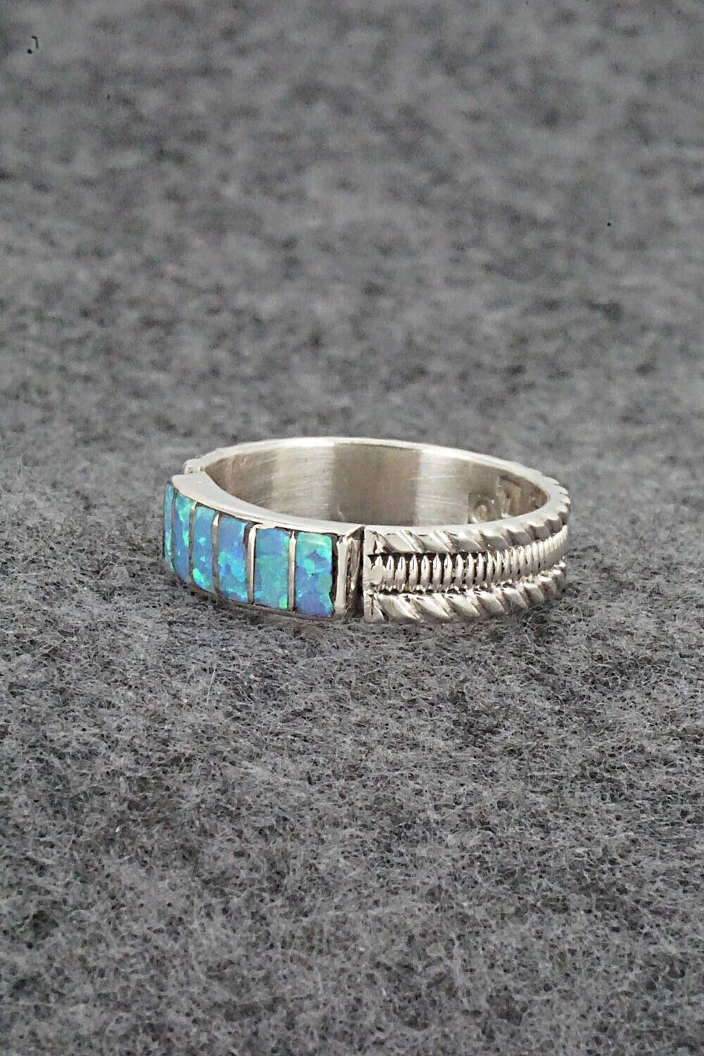 Opalite & Sterling Silver Inlay Ring - Orlando Laweka - Size 7.25