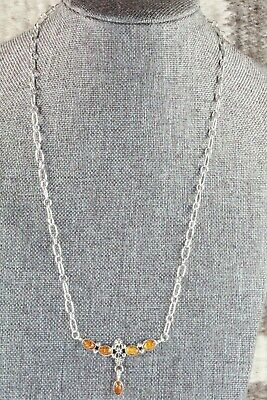 Amber & Sterling Silver Necklace - Loretta Smith