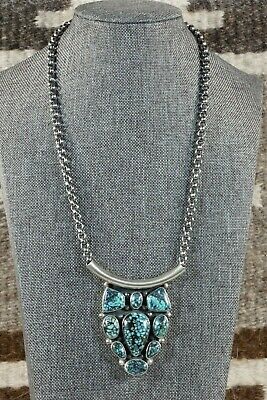 Navajo Turquoise & Sterling Silver Necklace - Raymond Delgarito - High Lonesome Trading
