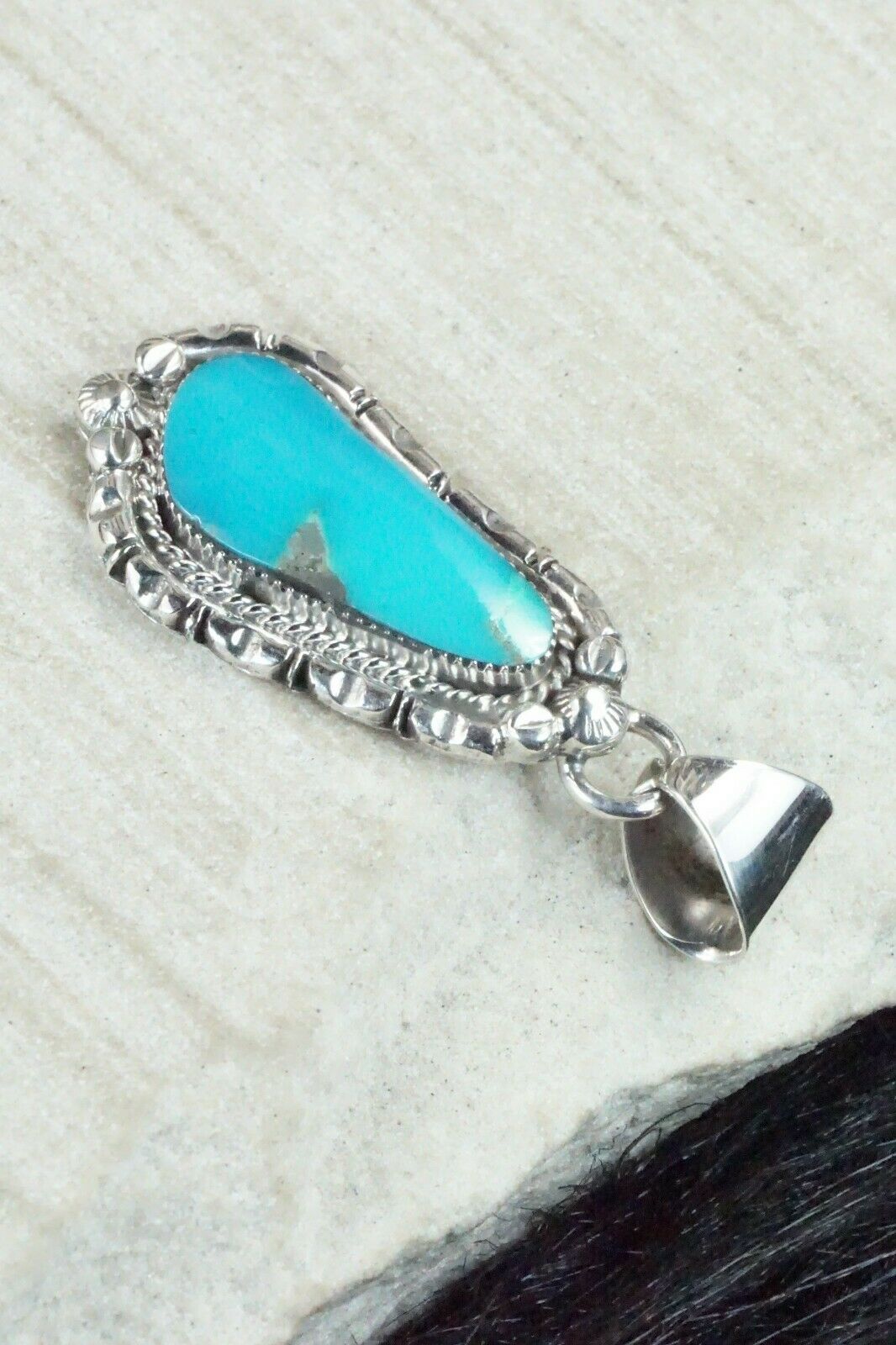 Turquoise and Sterling Silver Pendant - Samuel Yellowhair - High Lonesome Trading