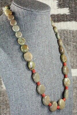 Turquoise, Coral & Sterling Silver Necklace - Navajo