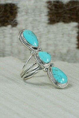 Navajo Turquoise & Sterling Silver Ring - Bucky Berlin - Size 9.25