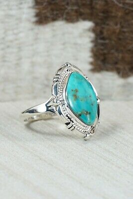 Navajo Turquoise and Sterling Silver Ring - Samuel Yellowhair - Size 10