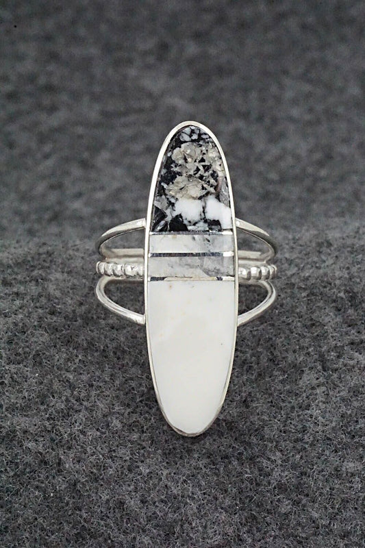 White Buffalo & Sterling Silver Ring - Harold Smith - Size 8