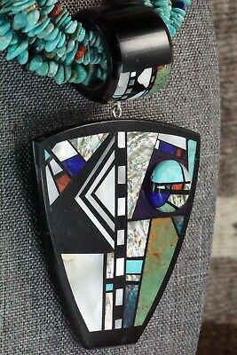 Turquoise, Multi Stone Pendant & Sterling Silver Necklace - Chris Nieto