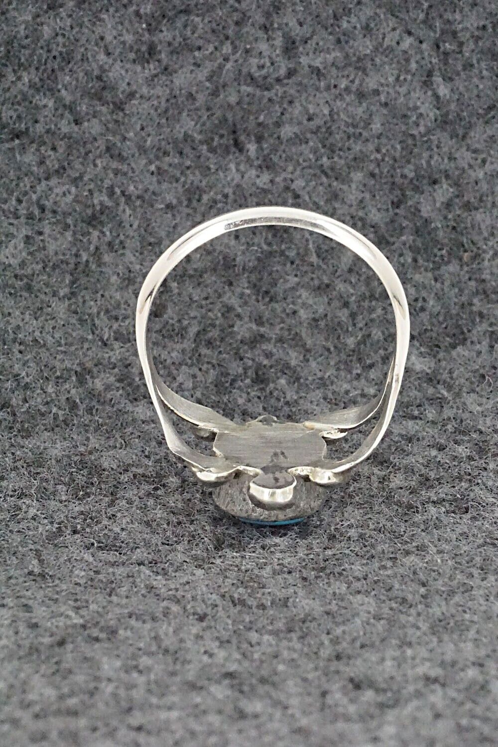 Turquoise & Sterling Silver Inlay Ring - Amielda Peynetsa - Size 8.5