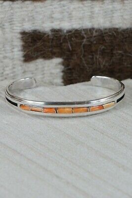 Navajo Spiny Oyster & Sterling Silver Bracelet - Wilbert Muskett - High Lonesome Trading