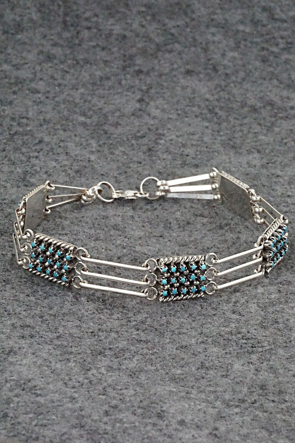Turquoise & Sterling Silver Link Bracelet - Justin Amesoli