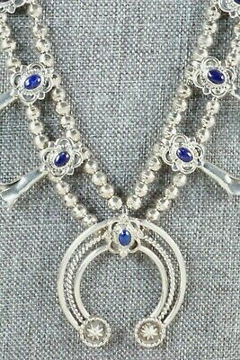 Lapis & Sterling Silver Squash Blossom & Earrings - Tom Lewis