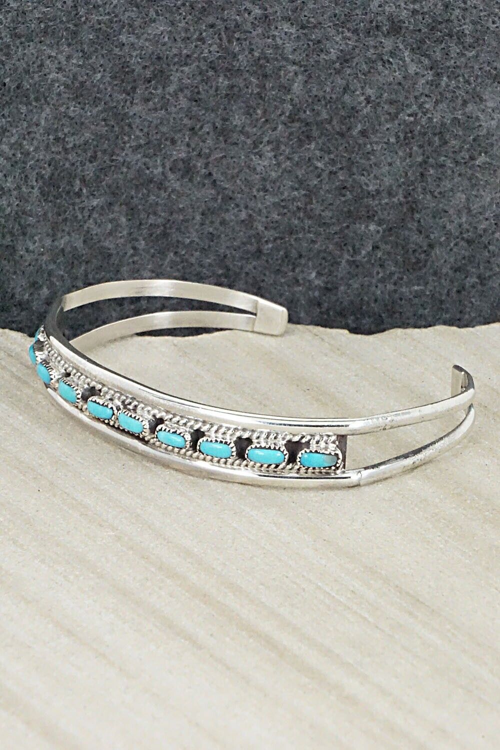 Turquoise & Sterling Silver Bracelet - Eldrick Seoatwa