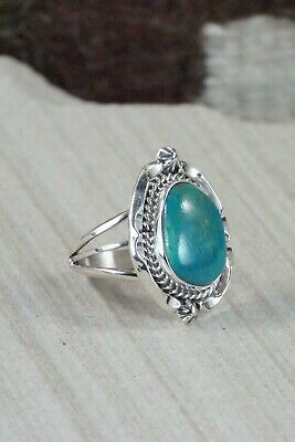 Turquoise & Sterling Silver Ring - Samuel Yellowhair - Size 7.75
