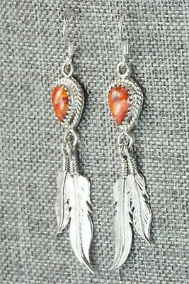 Spiny Oyster & Sterling Silver Earrings - Adalarae Yazzie