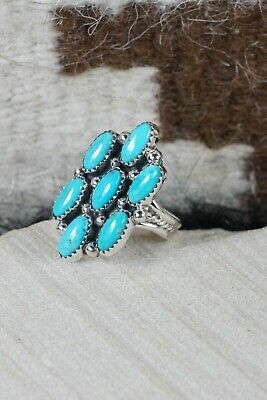 Navajo 7 Stone Turquoise and Sterling Silver Ring - Roberta Begay - 8