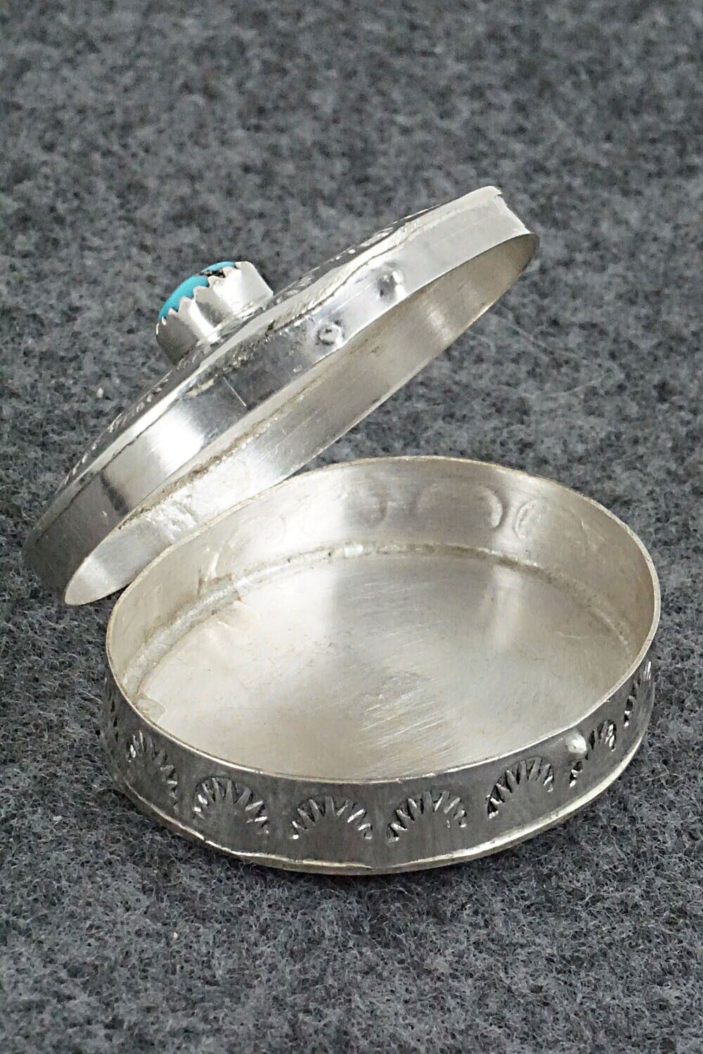 Turquoise & Sterling Silver Pill Box - Elouise Curtis