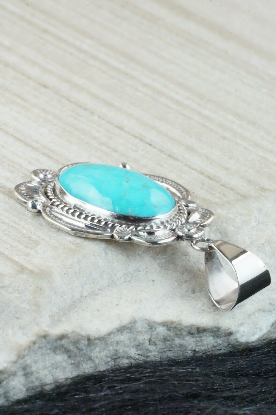 Turquoise & Sterling Silver Pendant - Ella Linkin