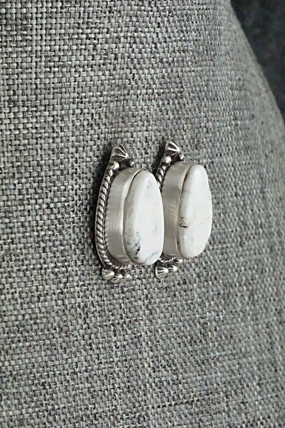 White Buffalo & Sterling Silver Earrings - Sheena Jack