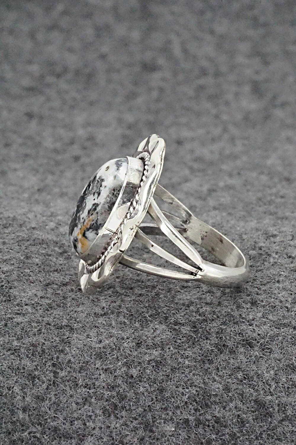 White Buffalo & Sterling Silver Ring - Samuel Yellowhair - Size 7.75