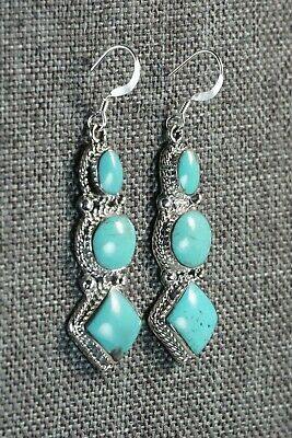 Turquoise & Sterling Silver Earrings - Annie Spencer - Navajo - High Lonesome Trading