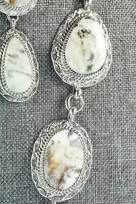 White Buffalo & Sterling Silver Necklace and Earrings - Alvin Joe