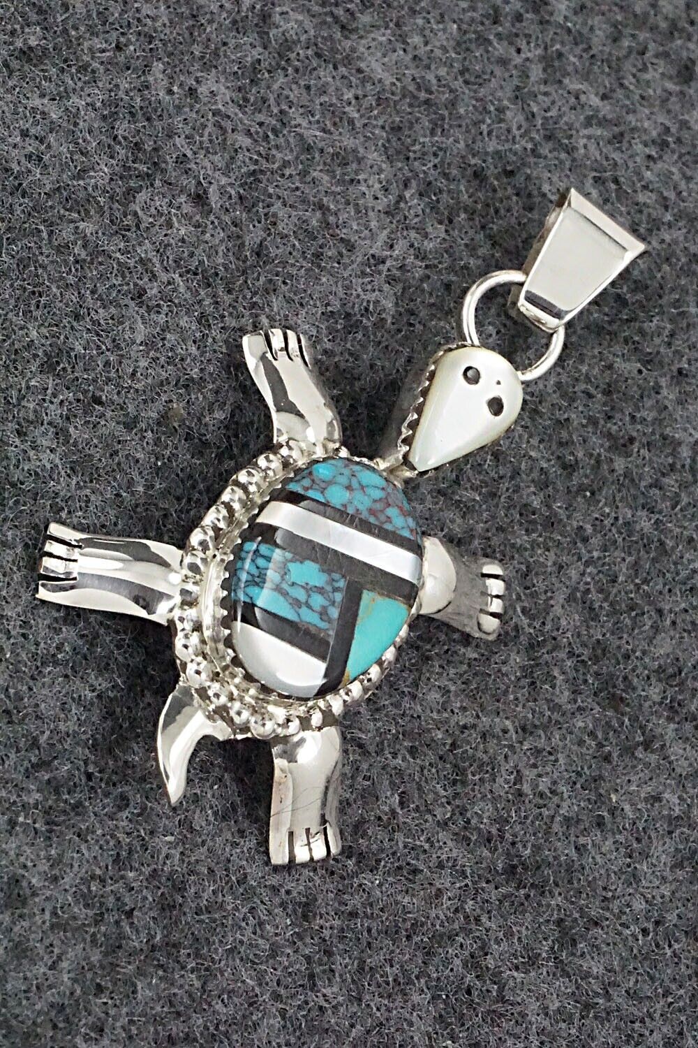 Multi Stone & Sterling Silver Inlay Pendant - Wayne Haloo