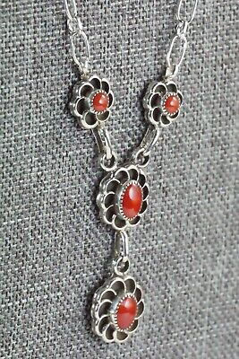 Coral & Sterling Silver Floral Necklace - Sadie Jim