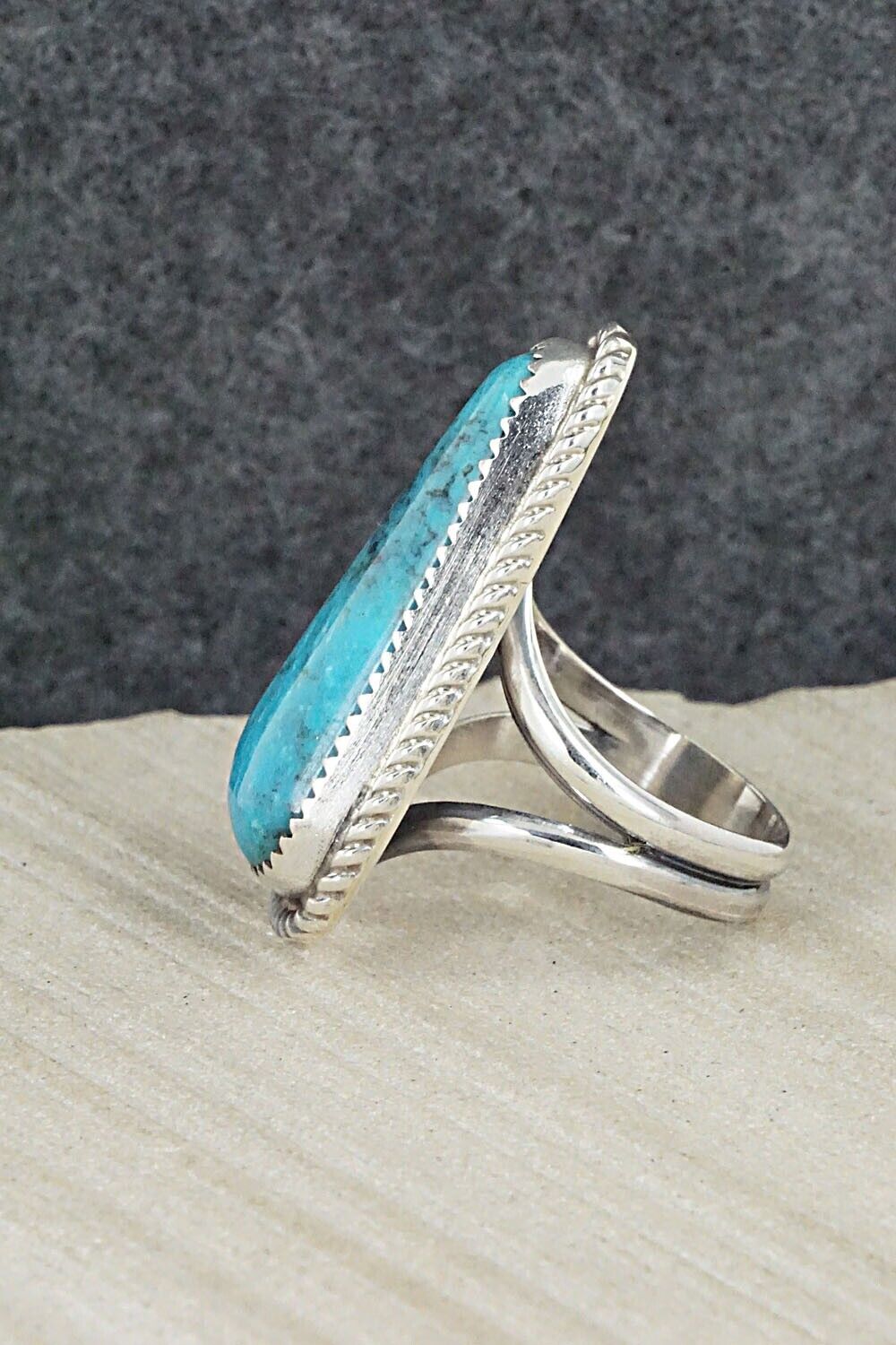 Turquoise & Sterling Silver Ring - Leslie Nez - Size 9