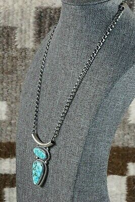 Navajo Turquoise & Sterling Silver Necklace - Raymond Delgarito - High Lonesome Trading