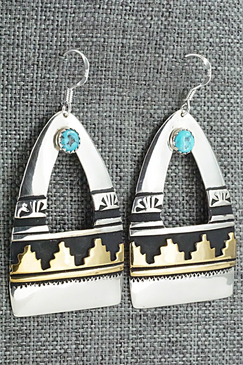 Turquoise and Sterling Silver Earrings - Rosita Singer