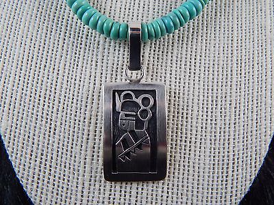 Zuni Sterling Silver Pendant & Turquoise Necklace - Frank Lahaleon - High Lonesome Trading