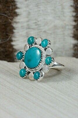 Navajo Turquoise and Sterling Silver Ring - Roberta Begay - Size 8.5