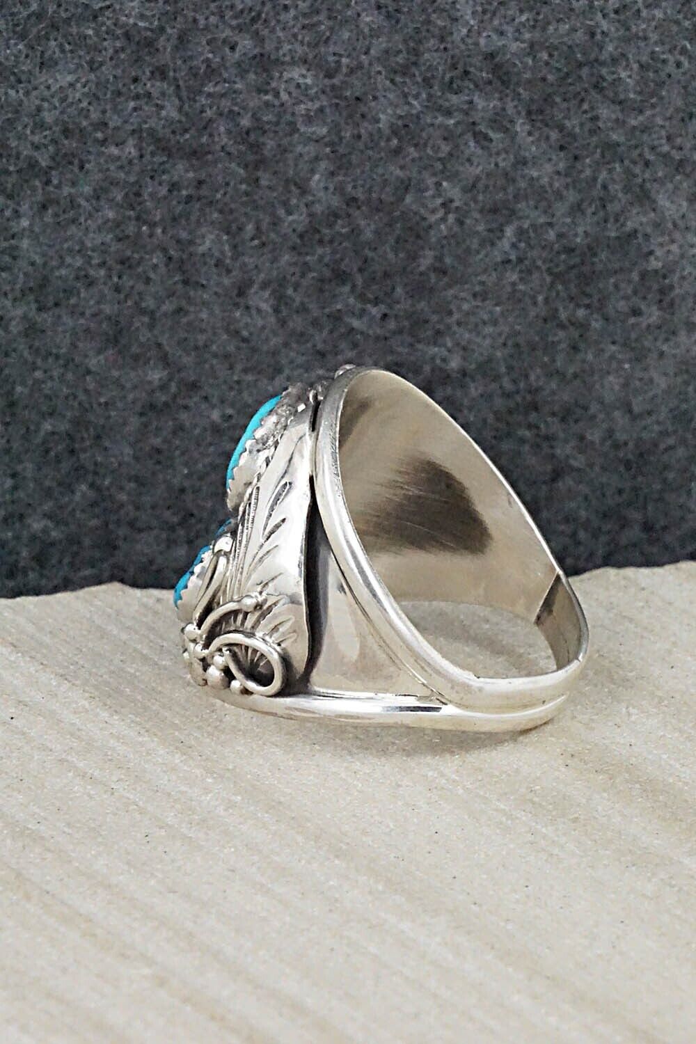 Turquoise & Sterling Silver Ring - Leonard Spencer - Size 12