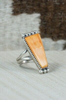 Navajo Spiny Oyster and Sterling Silver Ring - Selina Warner - Size 7.75