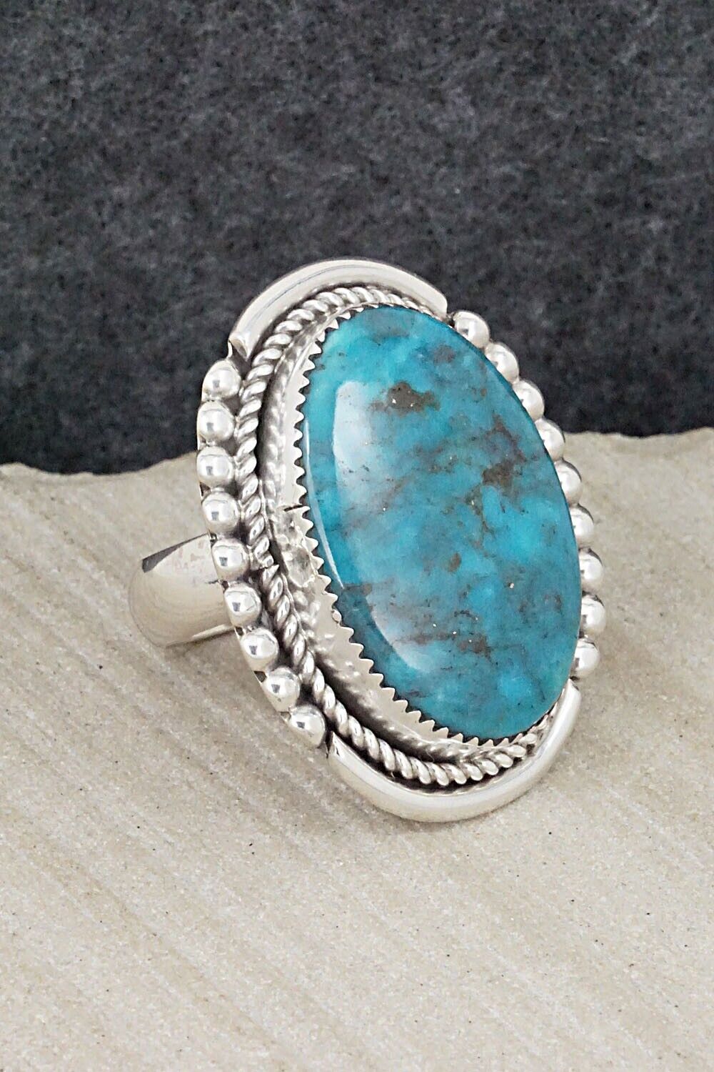 Turquoise & Sterling Silver Ring - Kenny Calavaza - Size 9