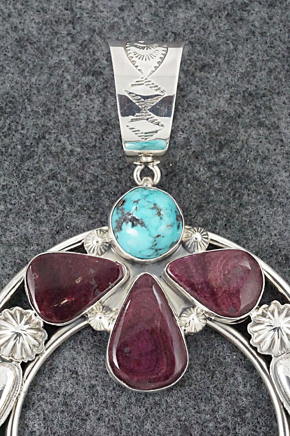Turquoise, Spiny Oyster and Sterling Silver Pendant - Derrick Gordon