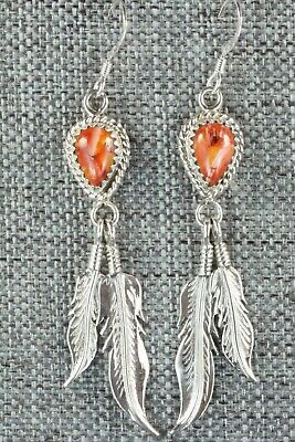Spiny Oyster & Sterling Silver Earrings - Adalarae Yazzie