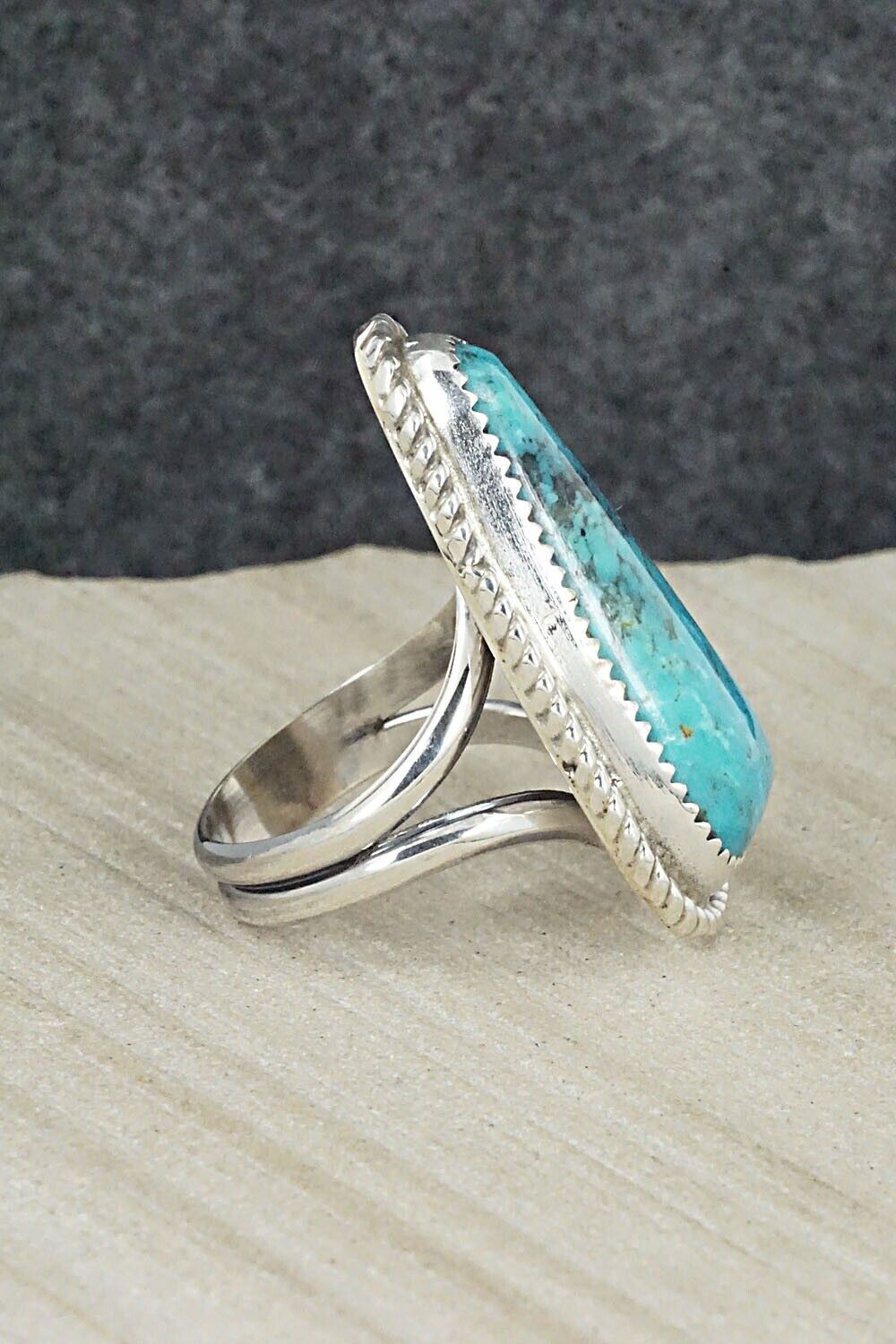 Turquoise & Sterling Silver Ring - Leslie Nez - Size 9