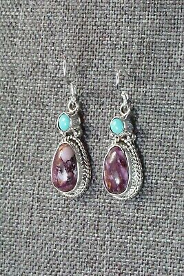 Spiny Oyster, Turquoise & Sterling Silver Earrings - Gary Shorty