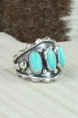 Turquoise & Sterling Silver Ring - Andrew Vandever - Size 8