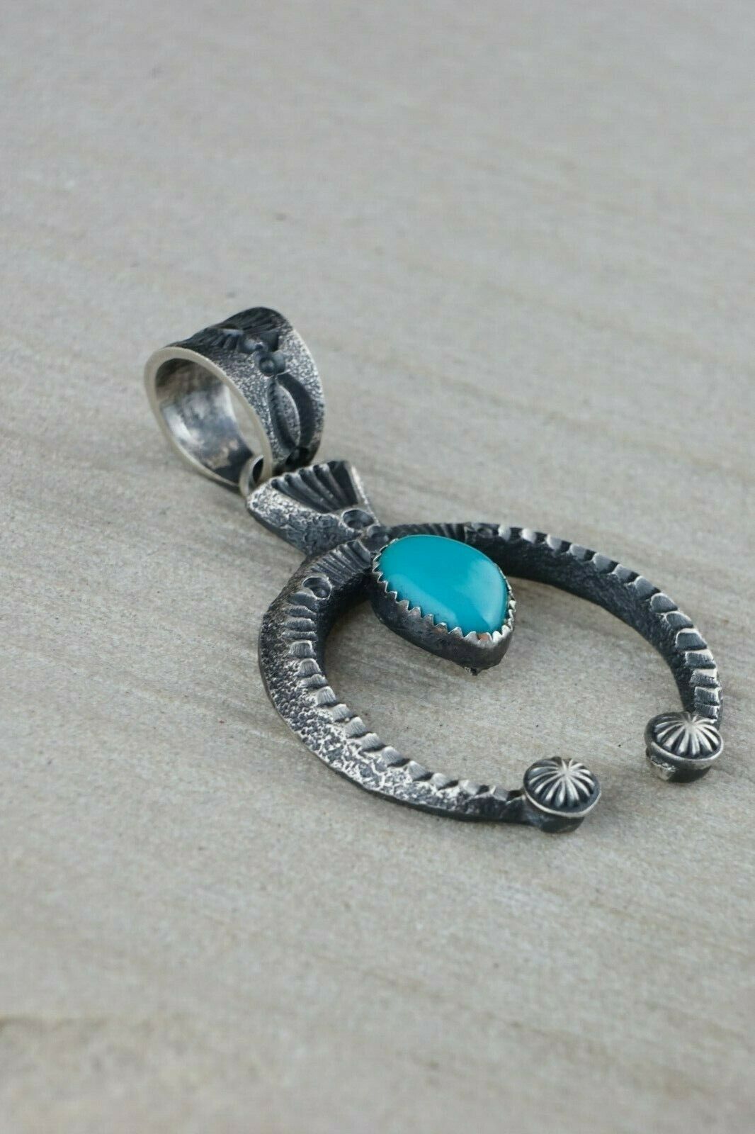 Navajo Turquoise and Sterling Silver Pendant - Eva & Linberg Billah - High Lonesome Trading