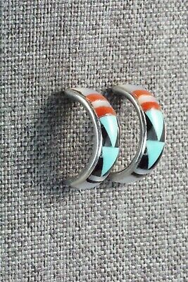 Multi Stone Inlay & Sterling Silver Earrings - Delberta Boone