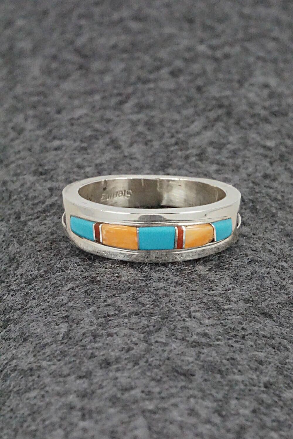 Multi-Stone & Sterling Silver Inlay Ring - Wilbert Muskett Jr.- Size 9.25