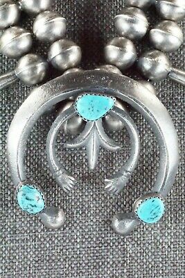 Turquoise & Sterling Silver Squash Blossom and Earrings - Gilbert Martin - High Lonesome Trading