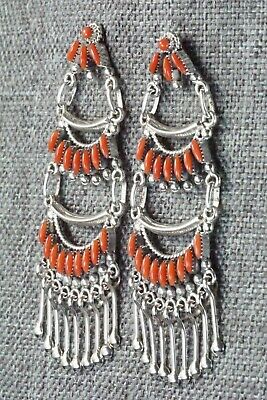 Coral & Sterling Silver Earrings - Stewart Nakatewa