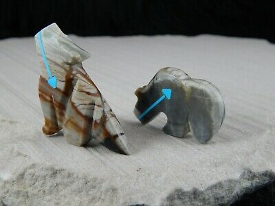 Coyote and Bear Zuni Fetish Carving - Kenric Laiwakete - High Lonesome Trading