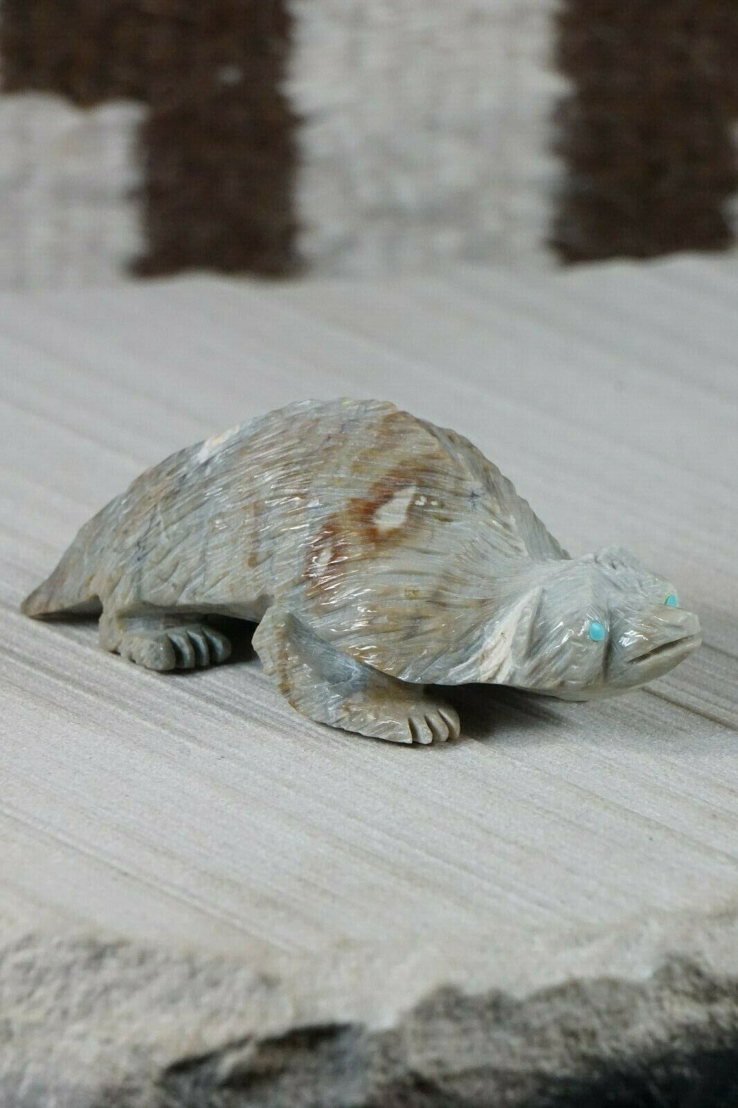 Badger Zuni Fetish Carving - Ben Kaamasee - High Lonesome Trading